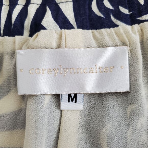 Corey Lynn Calter Womens Blue Cream Abstract Floral A Line Skirt Size M Flowy - Picture 3 of 8